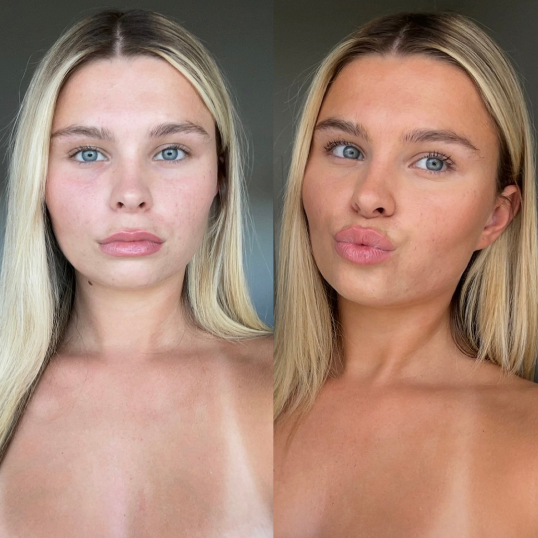 Before and after tanning results
